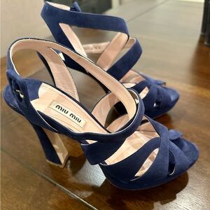 Miu Miu Deep Blue Suede Heels